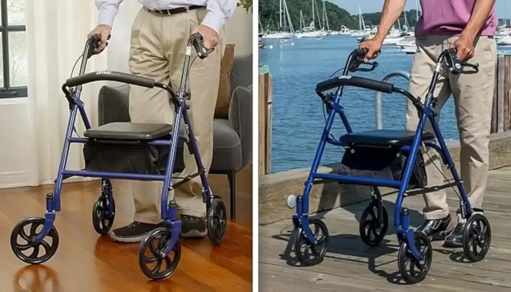 Four-Wheel Rollator with Seat